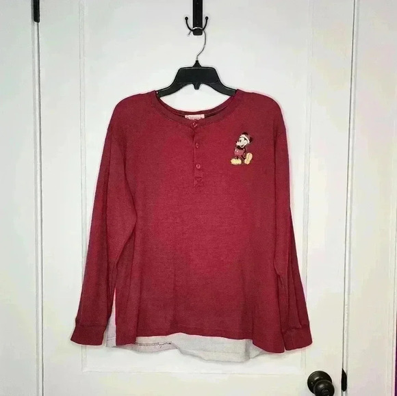Disney Store Size Large House Of Mickey Mouse Henley Waffle Shirt Embroidery - Picture 1 of 8